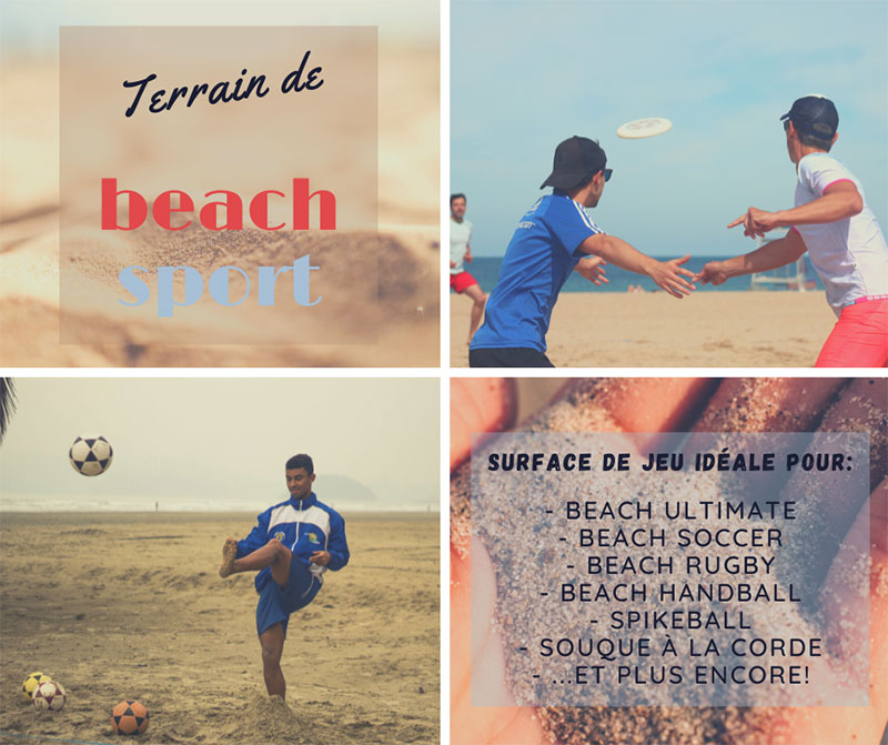 Terrain de « Beach sport » (sports de plage : Ultimate, soccer de plage, handball plage)